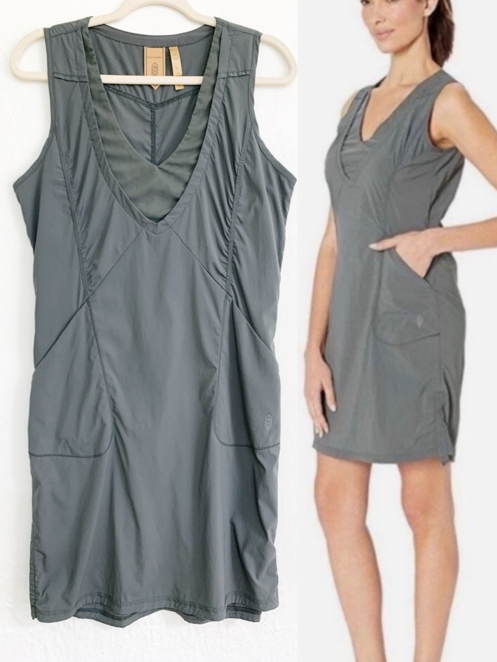 Indygena Liike Sleeveless Outdoor Hiking Dress Grey/Green Sz M